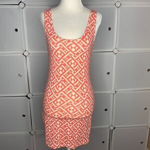 Forever 21 Coral Geometric Print Bondycon Tank Dress Size Small